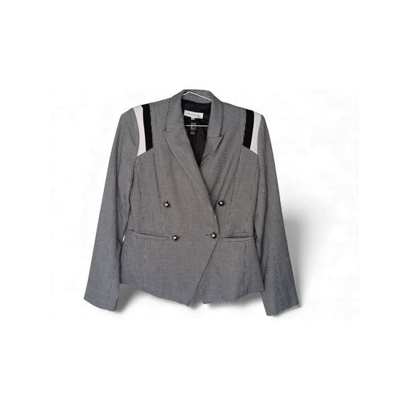 Great Jones Houndstooth Double Breasted Blazer Jacket Small Shoulder Pads - Picture 3 of 15